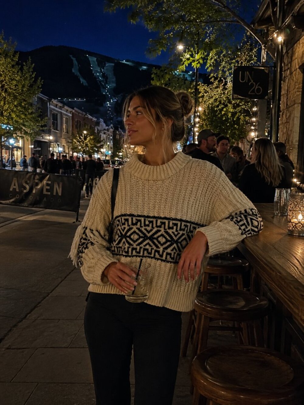 Dex Fringe Jacquard Knit Oversized Sweater SZ SM Grandmacore